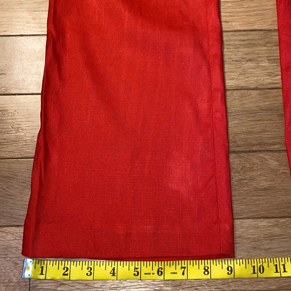 Anthropologie Elevenses Brenton Straight Leg Linen Blend coral red work pants 4 - Picture 14 of 15